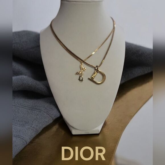 SOLD-TO @ABYMADE Dior Gold Necklaces with D Pendant and Charms SET 🔥 - Picture 1 of 10